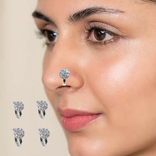 Non-Piercing CZ Pave Nose Cuff | Multi-Color Stone Set Combo Pack of 4