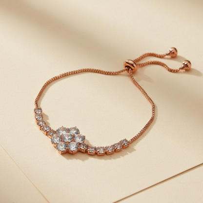 Sparkling AD Bracelet With Floral Design
