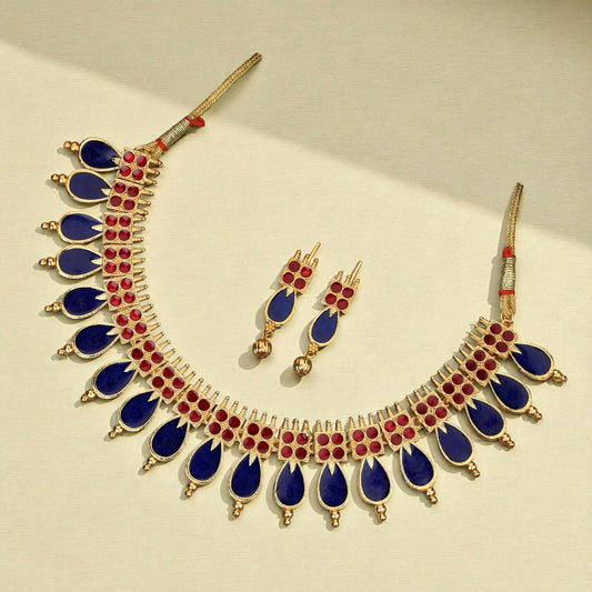 Modern Rose    Artificial Gold Pave Crystal Teardrop Choker Set