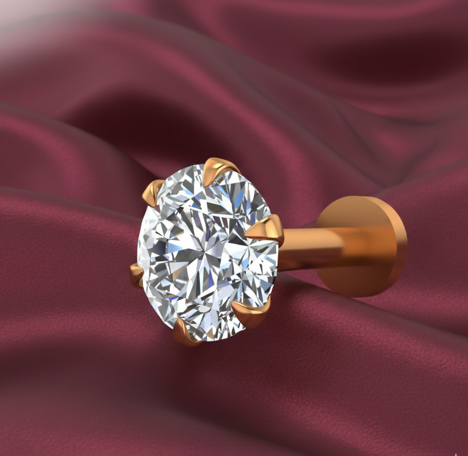 Classic    Artificial Gold plated AD Nosepin stud Minimal Bridal Stud for women and girls