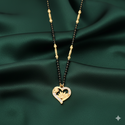 Artificial Gold-Plated Heart & Floral Mangal sutra with AD For women