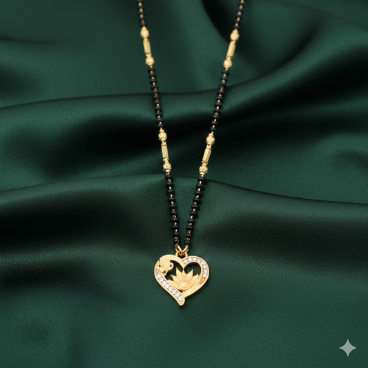 Artificial Gold-Plated Heart & Floral Mangal sutra with AD For women