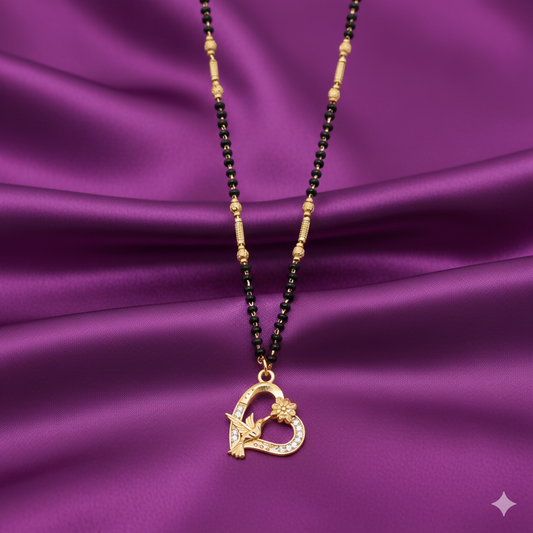 Artificial Gold Plated Hummingbird Heart Mangal sutra with AD For women