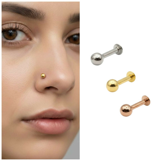 silver ,    Artificial Gold and rose   Artificial Gold plated Nosepin Stud for women and girls Combo Pack of 3
