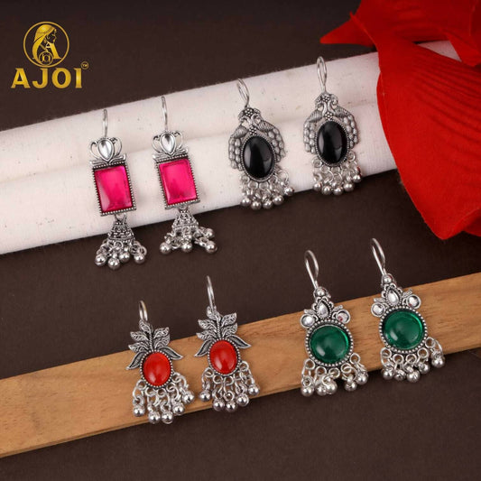 Antique Multi Colorful Ethnic Earring Combo Set for Women & Girls (Set of 4)