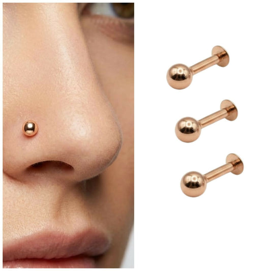 Rose    Artificial Gold Flat Back Labret Stud nosepin Laung Koka Nathni combo pack of 2