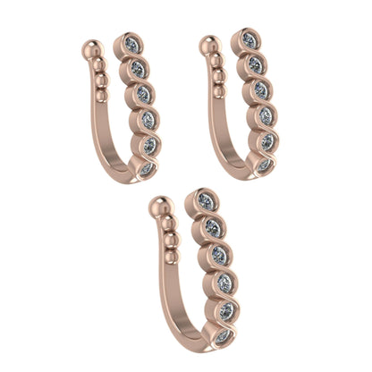 CZ Stone U-Shaped Nose Clip/Non-Piercing Nath/Press Nose Ring Combo Pack of 3