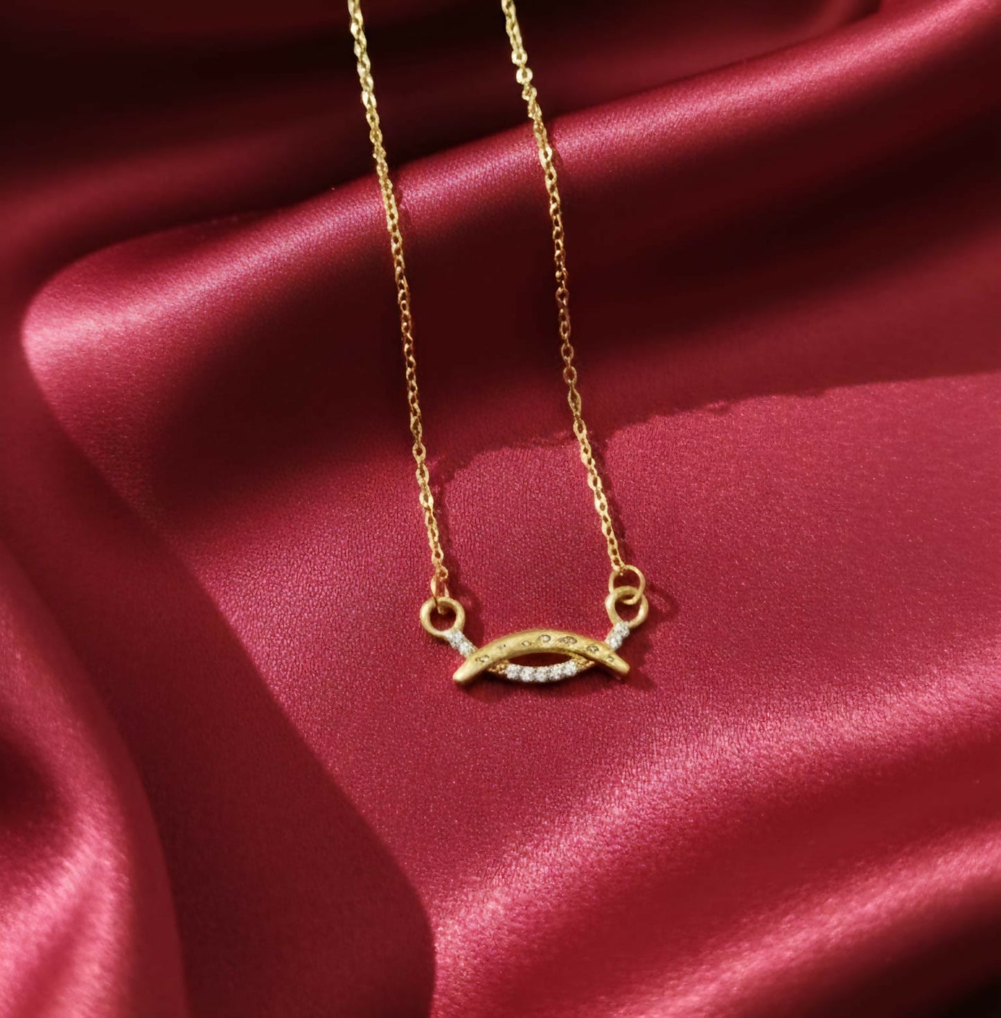 Dainty   Artificial Gold Plated AD Necklace For women and girls