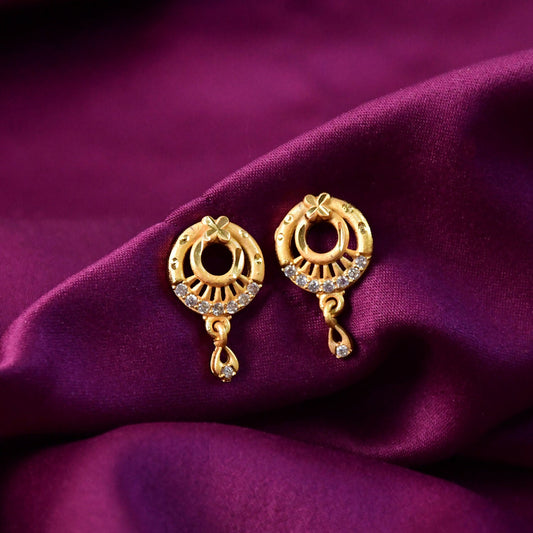 Elegant Circular Drop Earrings with Crystal Accents – Classic Party Wear