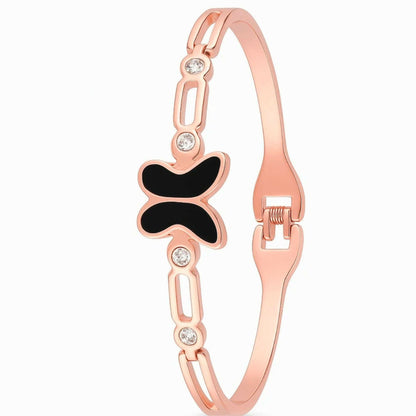Stainless Steel Rose    Artificial Gold Plated Kada Bracelet For Girls And Women