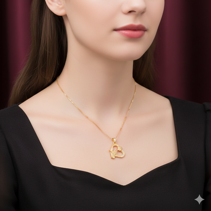 Artificial Gold pendant Heart Hummingbird Pendant Necklace