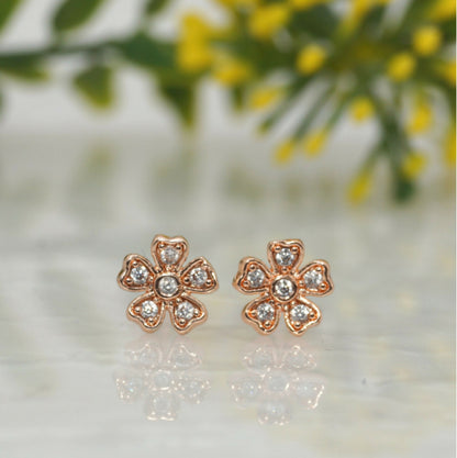 Rose    Artificial Gold Flower Stud Earrings with AD for women and girls