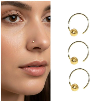 Artificial Gold Bead Nosering Laung Koka Nathni Set of 3 for women and girls