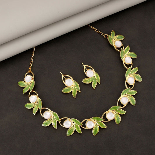 Artificial Gold-Toned American Diamond Floral Drop Set