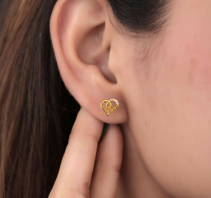 Artificial Gold Plated Interlocking Heart Stud Earrings with AD for women & girls