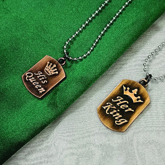 King Queen Couple Pendant Chain Necklace