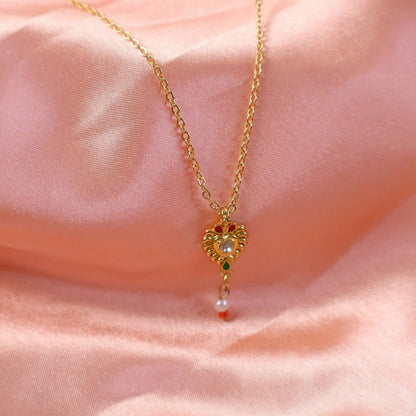 Elegant Heart Motif Pendant Necklace with Chain for Women