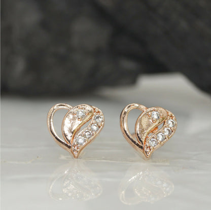 ose    Artificial Gold Plated Heart & Diamond Stud Earrings for women and girls