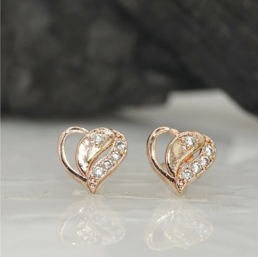 ose    Artificial Gold Plated Heart & Diamond Stud Earrings for women and girls
