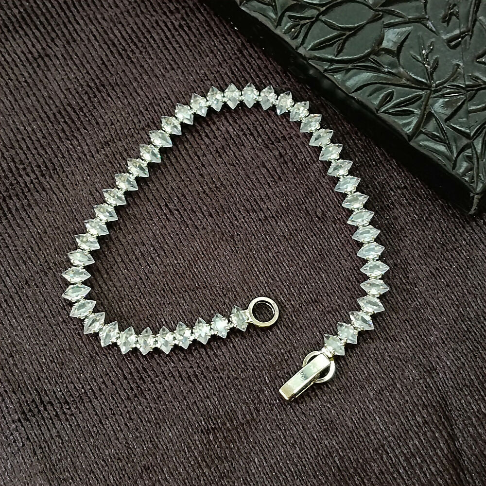 Silver Plated Ad Stone Chain Bracelet