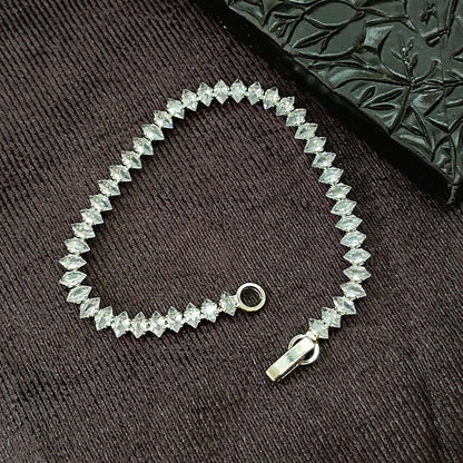 Silver Plated Ad Stone Chain Bracelet