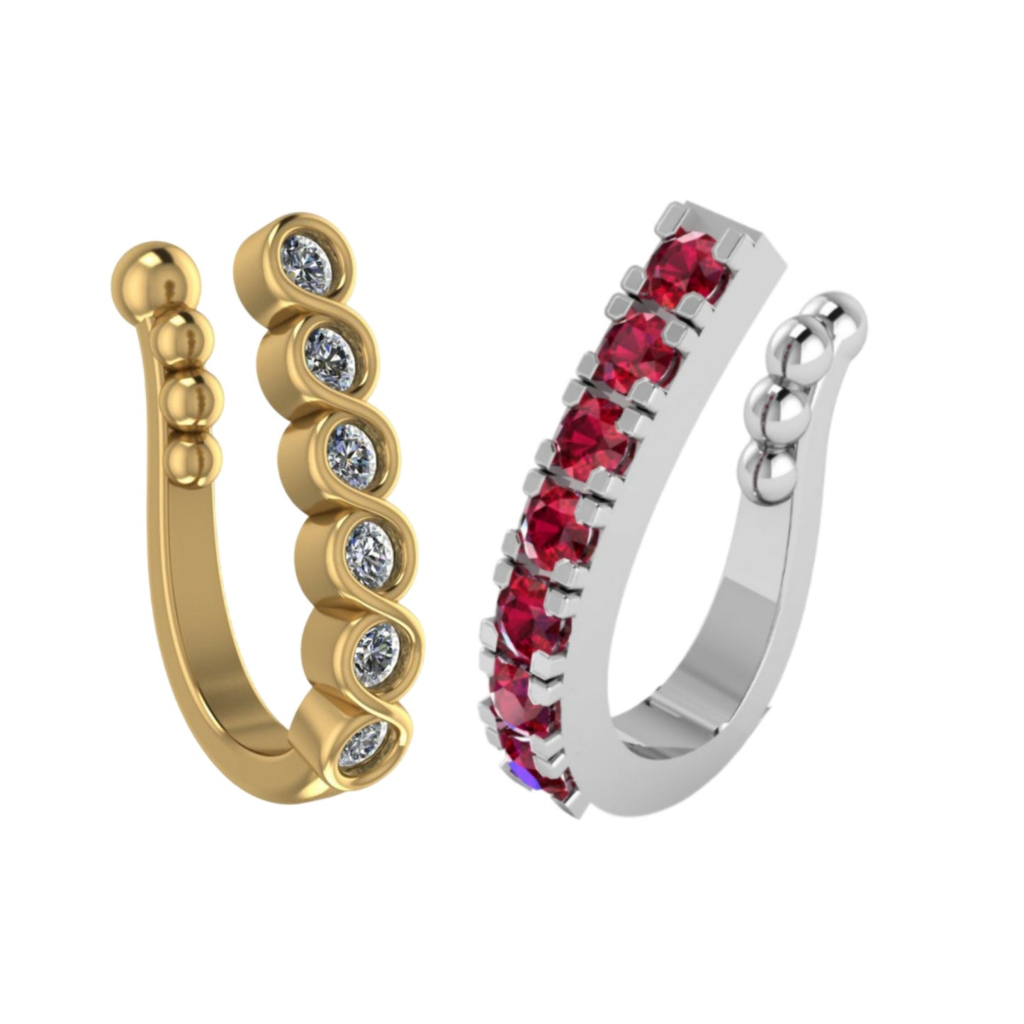Minimal AD Nosepin Silver &    Artificial Gold Finish for women and girls Combo Pack of 2