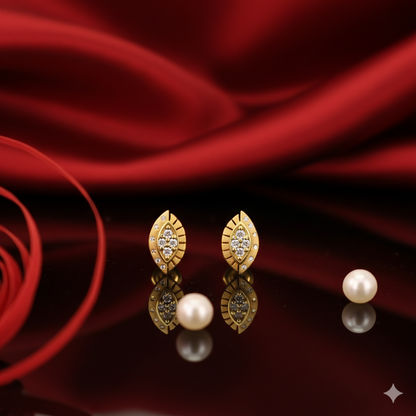 Artificial Gold Plated AD Marquise Stud Earrings | Daily Wear Traditional for women and girls