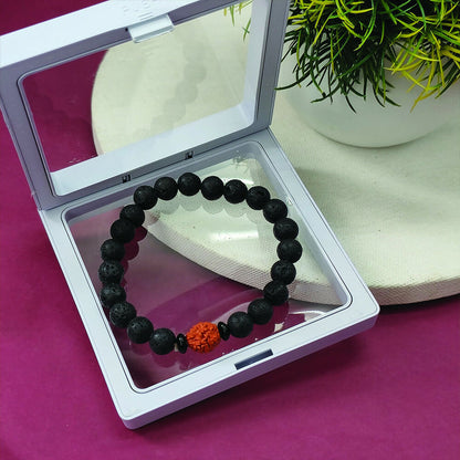 Rudraksha and Lava Bracelet for Men and Women