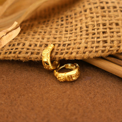 Artificial Gold Antique Floral AD Bali Hoop Earrings kan ki bali