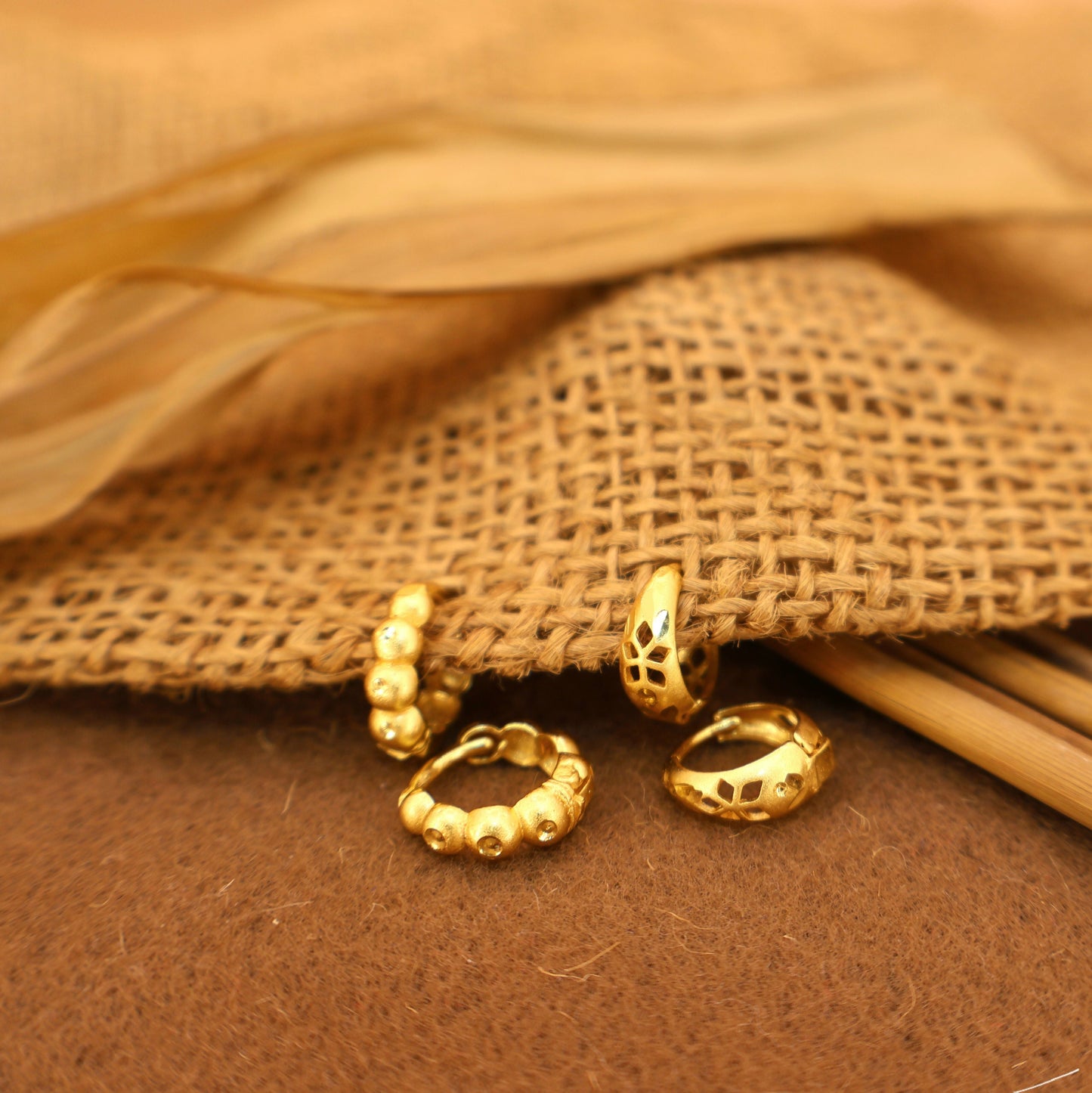 Artificial Gold Plated kan ki bali Earring Bali Hoop for women and girls Combo Pack of 2