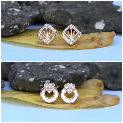Rose    Artificial Gold Crown & Heart Stud Earring Set for women and girls Combo Pack of 2