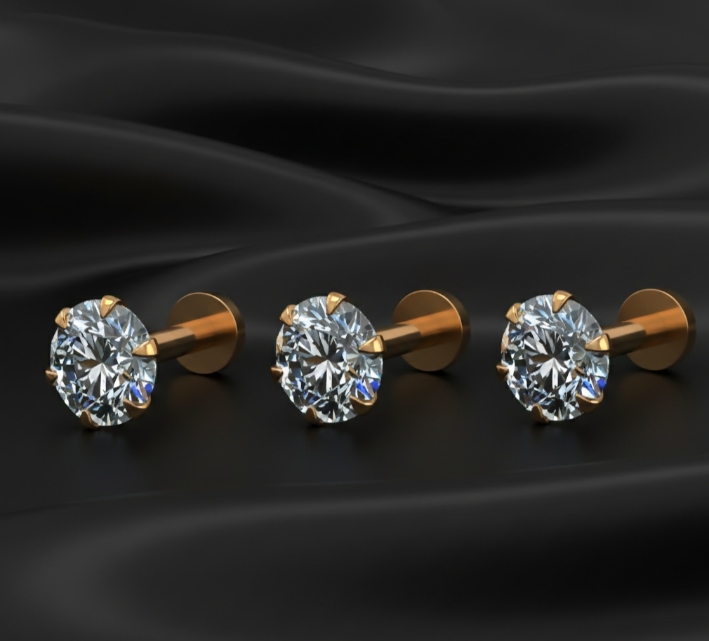 Classic AD Nosepin stud Minimal Floral Stud Combo Pack of 3