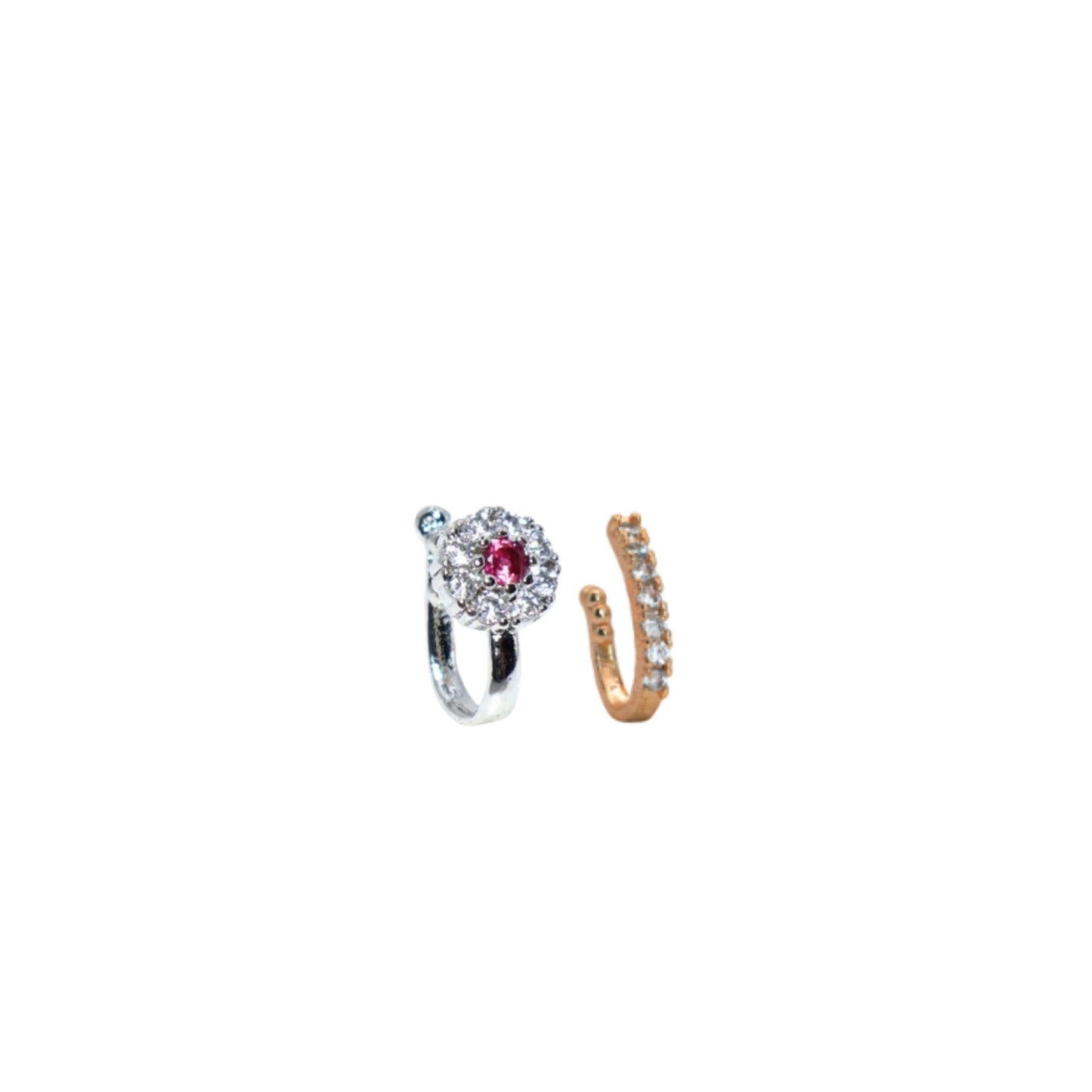 AD Stone Multi-Style Nose Ring Combo Pack of 2