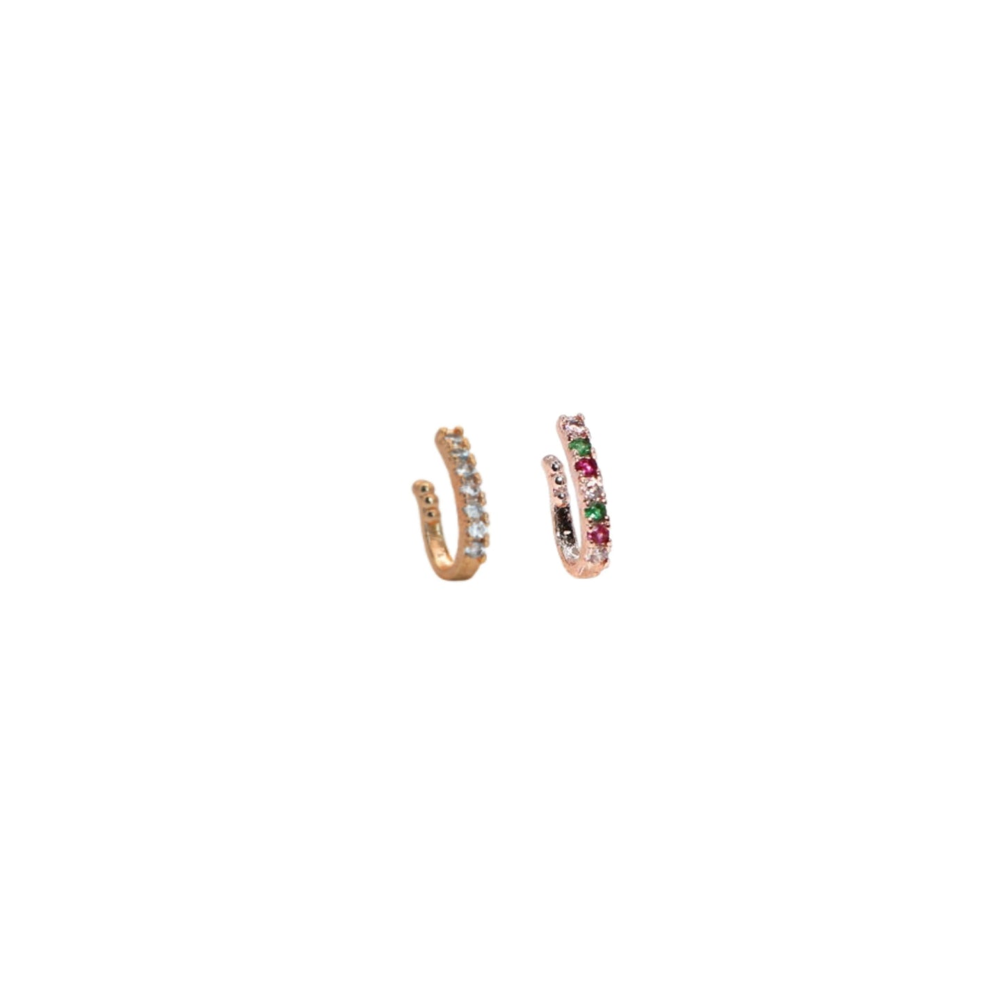 Non-Piercing CZ Nose Clip Set - Flower & Pave Hoop Combo Pack of 2