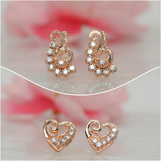 Rose   Artificial Gold-Plated Peacock/Paisley Studs with AD Combo Pack of 2 for women and girls