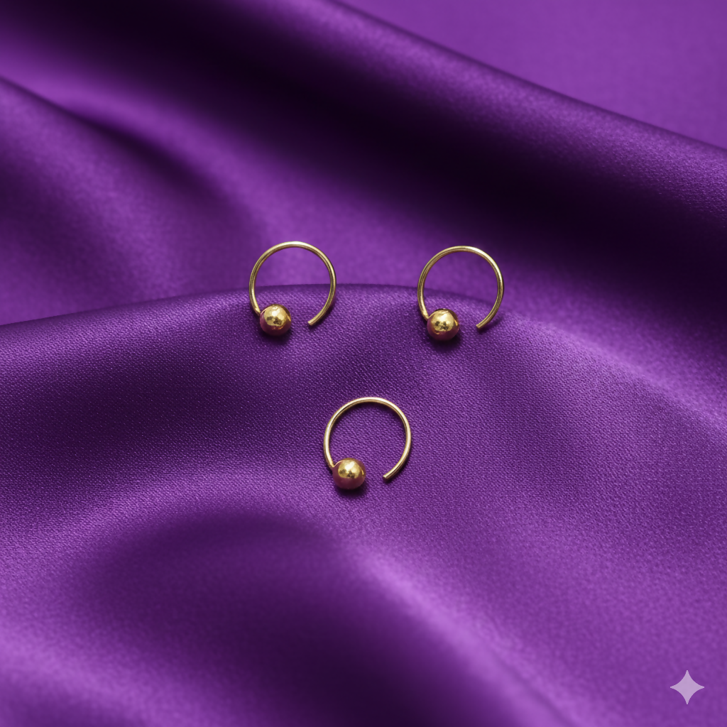 Artificial Gold Bead Nosering Laung Koka Nathni Set of 3 for women and girls