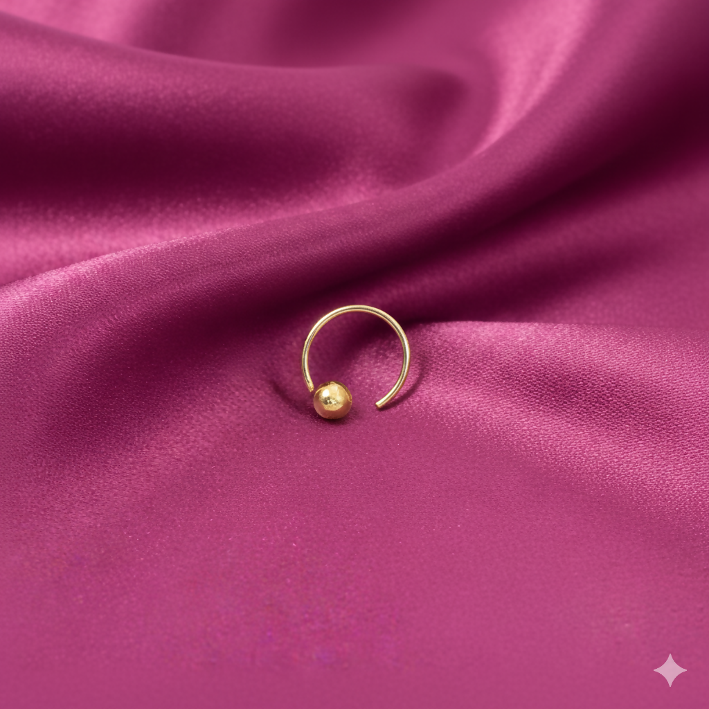 Artificial Gold Seamless Nosering Laung Koka Nathni Minimalist Ball Hoop Piercing
