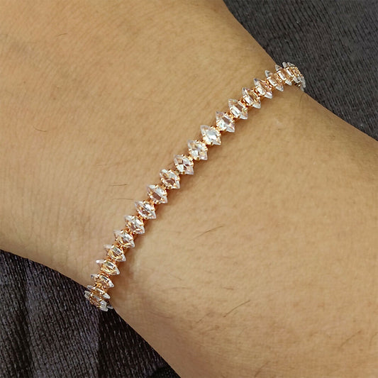 Rose   Artificial Gold Plated Ad Stone Chain Bracelet