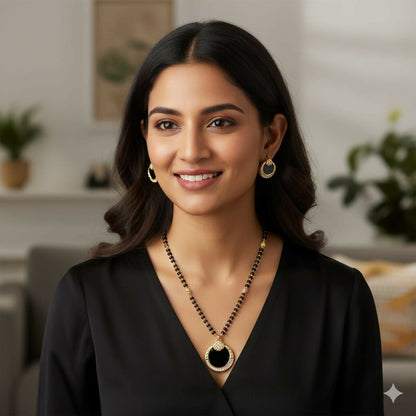 Artificial Gold Plated AD Mangalsutra Set with earrings for women