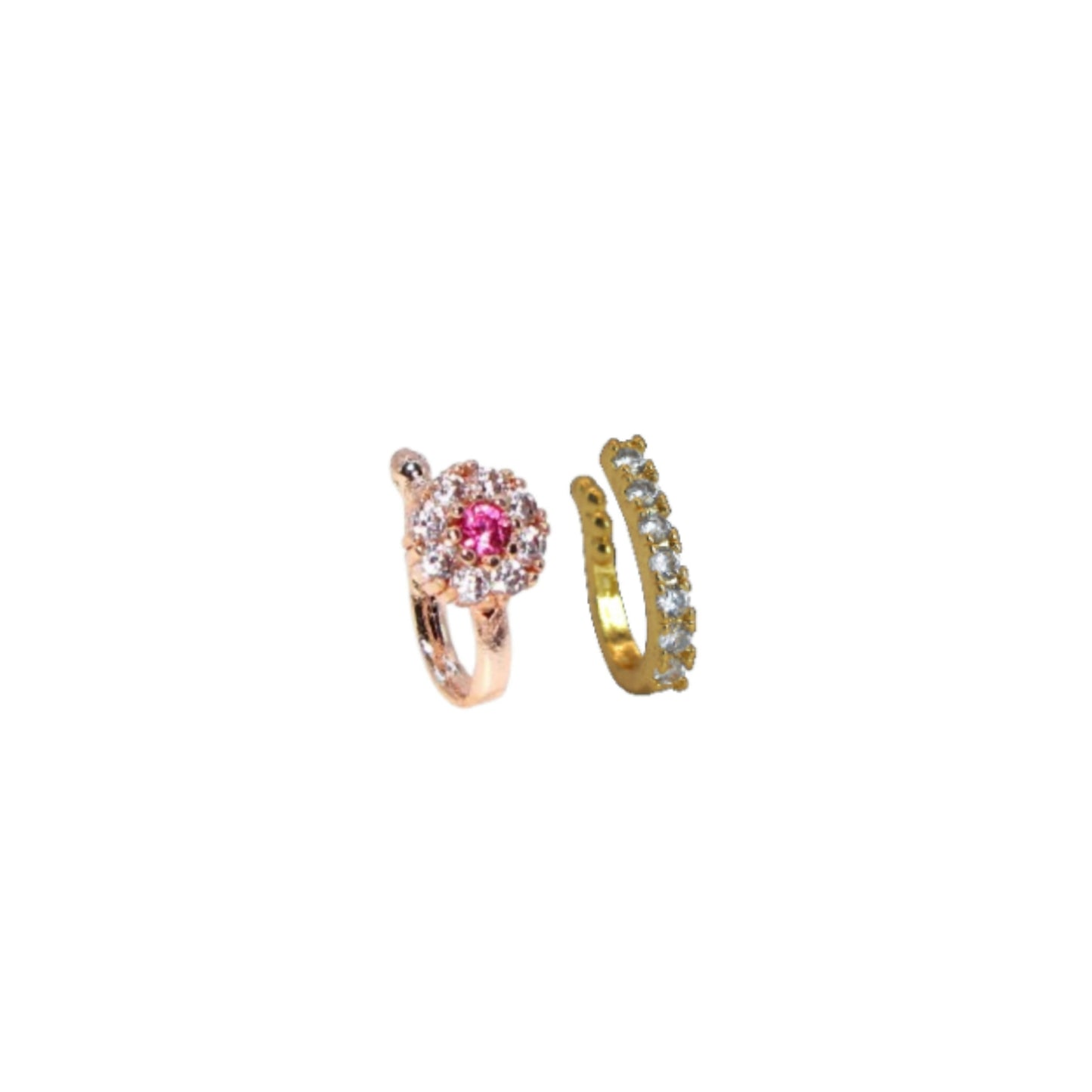 Versatile 2 Pcs Non-Piercing CZ Stone Nose Clip Set