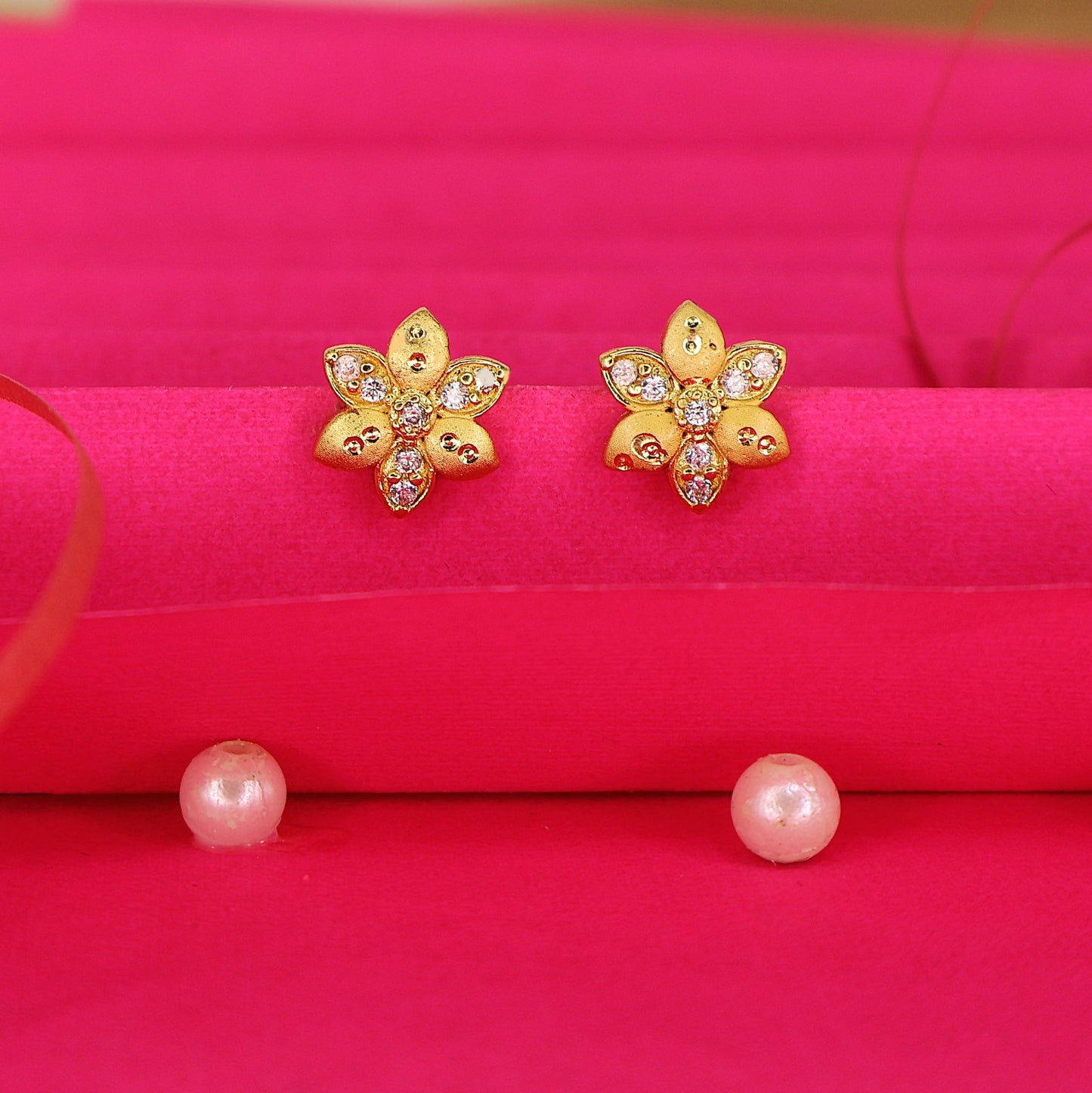 Artificial Gold Plated Floral Stud Earrings for women and girls