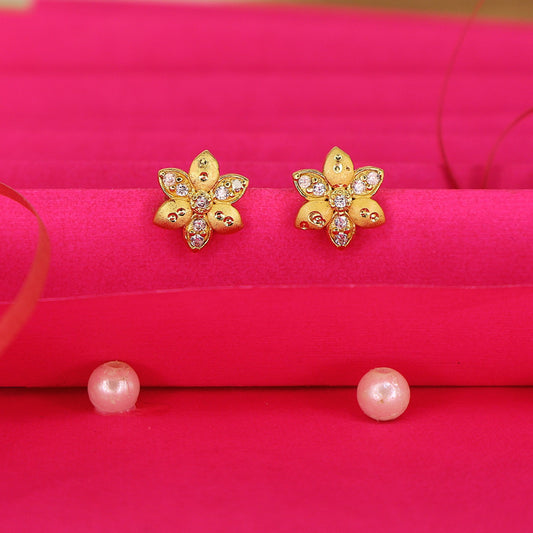Artificial Gold Plated Floral Stud Earrings for women and girls