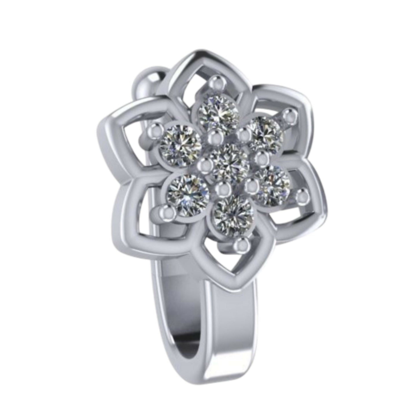 Non-Piercing Nose Pin Set:    Artificial Gold Dotted & Silver Flower Clip-On