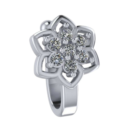 Non-Piercing Nose Pin Set:    Artificial Gold Dotted & Silver Flower Clip-On