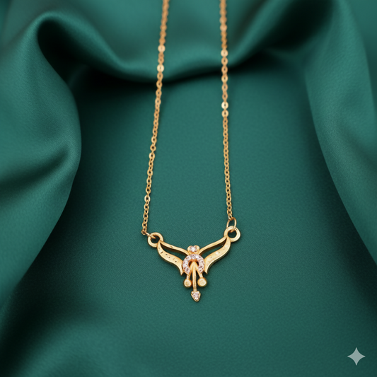 Minimal    Artificial Gold & AD Pendant Necklace For women and girls