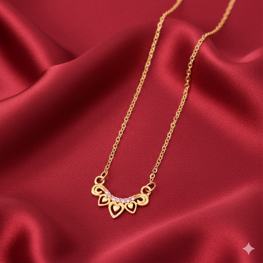 Artificial Gold Crown Heart Pendant Necklace AD Love Jewelry For women and girls