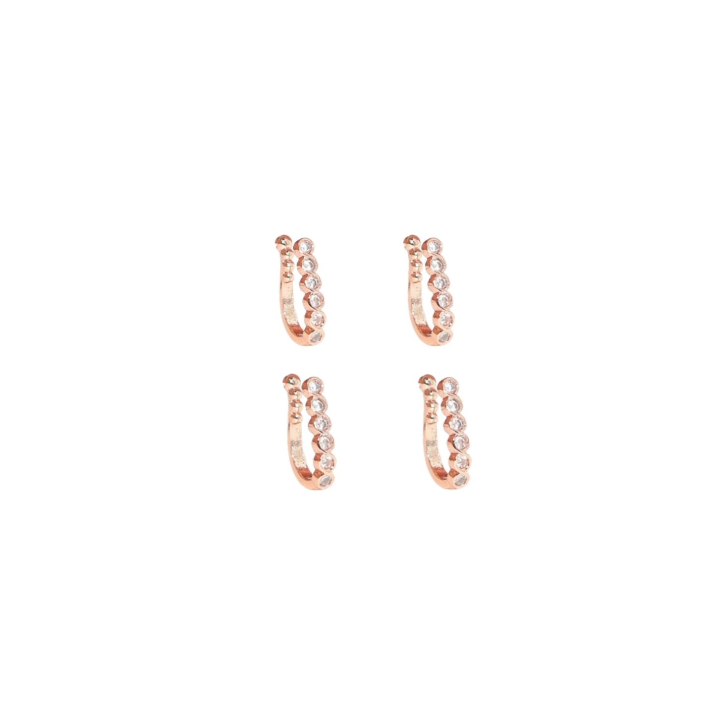 Clip-On Nose Ring Combo | Flower Stud & Double Hoop Nath Combo Pack of 4