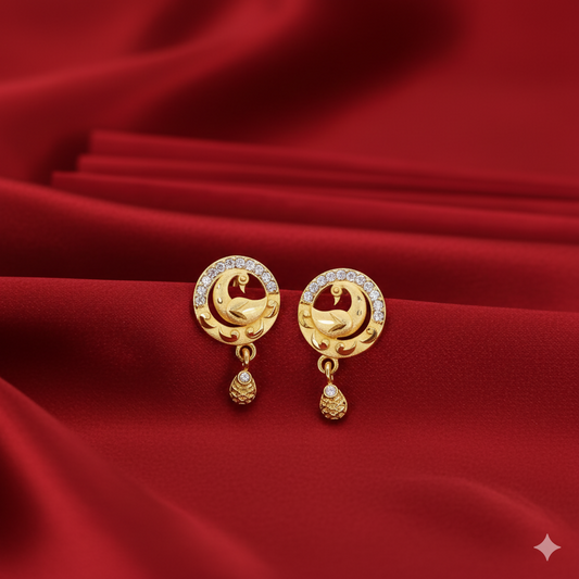 Artificial Gold Peacock Stud Earrings with AD for women and girls