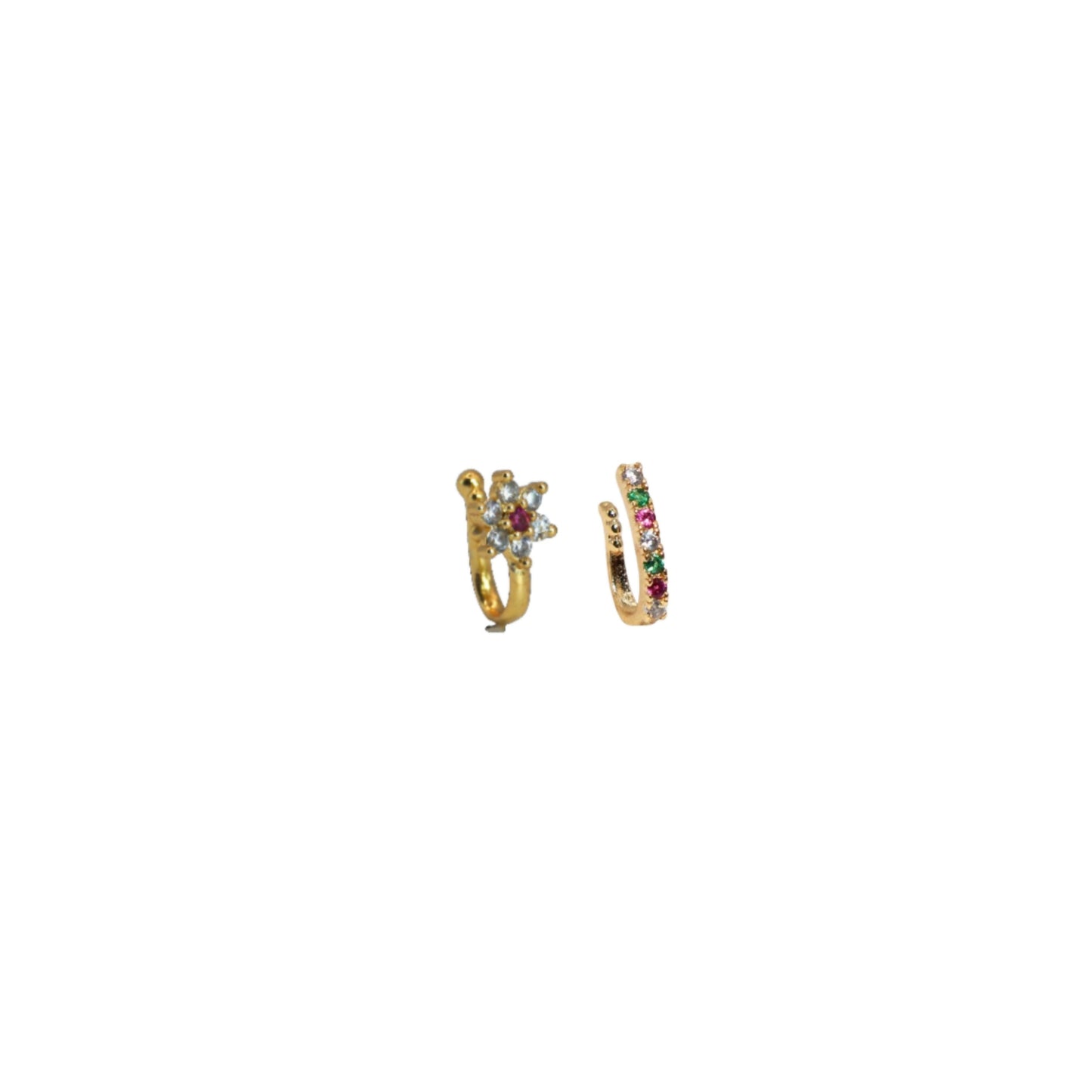 Multicolor AD    Artificial Gold Nose Ring for women and girls Combo Pack of 2
