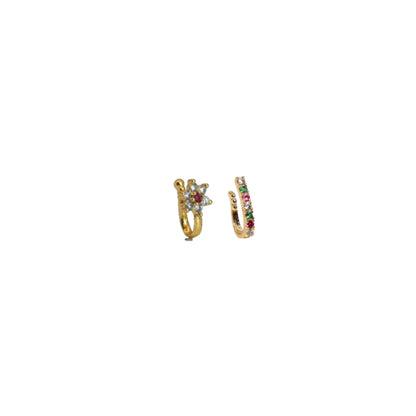 Multicolor AD    Artificial Gold Nose Ring for women and girls Combo Pack of 2
